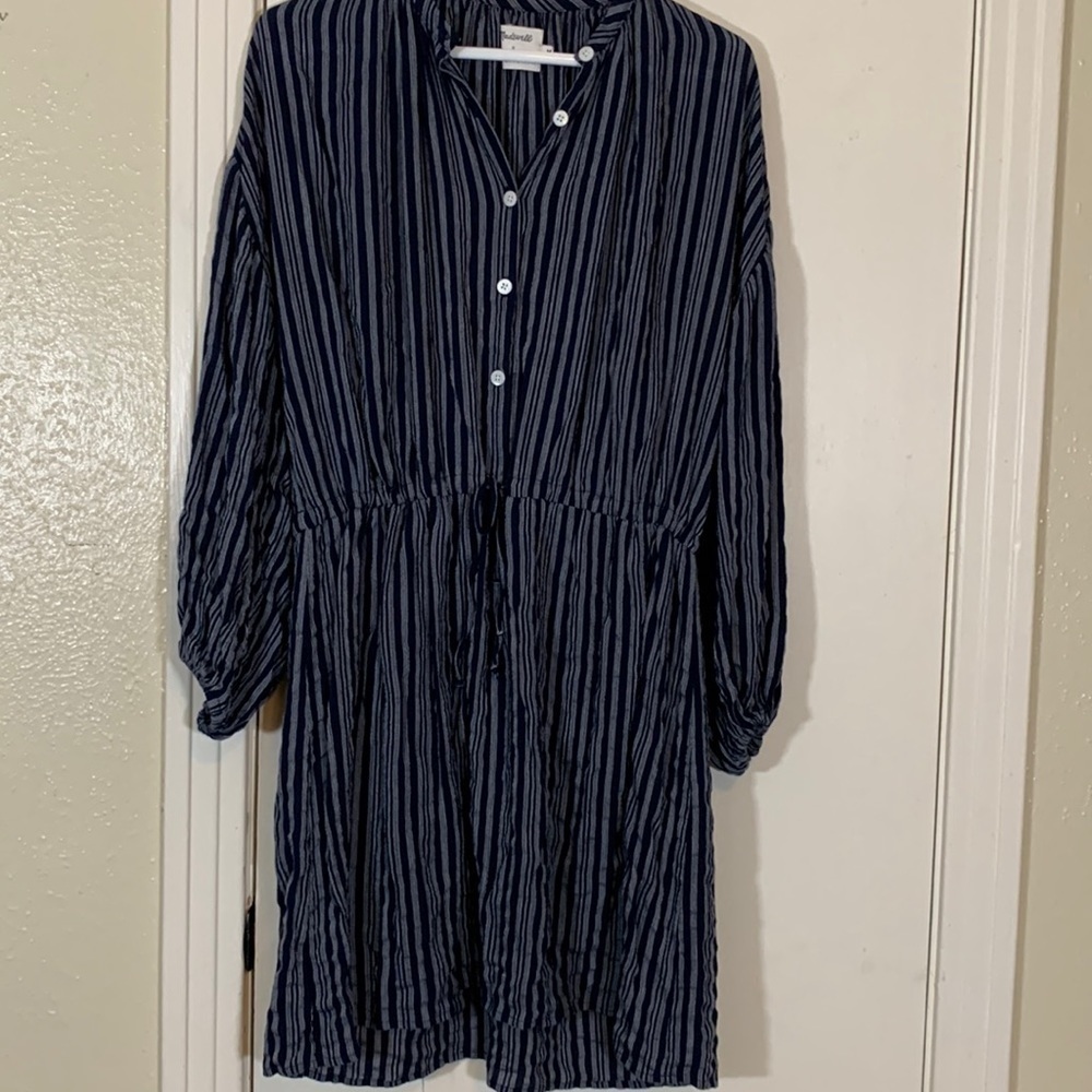 Madewell Cristy Dawn Collaboration Striped Drawstring waist Dress, M